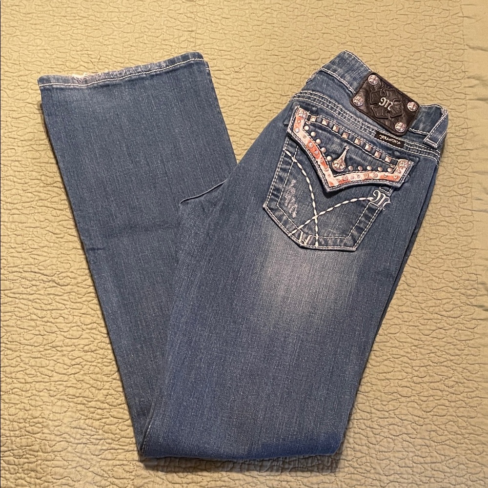 Miss Me Boot Cut Jeans with Embellished Pockets
